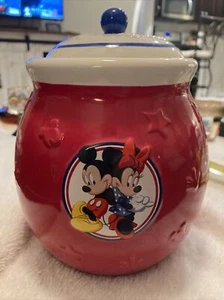 Cute Red Disney Mickey/Minnie Appx 7” Treat Jar To Top Of Lid - Picture 1 of 5