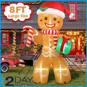 8ft Christmas Inflatable Gingerbread Man,Yard Decorations with Build-in LEDs for - Picture 1 of 7