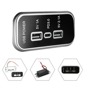 Dual USB PD Car Boat RV Fast Charger Socket LED Power Outlet 12-24V Blue LED - Picture 1 of 12