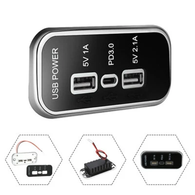 Adaptador Cargador Coche 12V/24V PD Tipo C Enchufe Montaje en Panel Carga Rápida Doble USB Foto 1 de 4