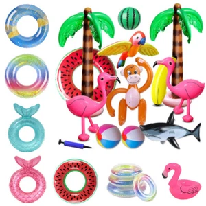 Hawaiian Party Toys Set Inflatable Swimming Ring Float Beach Pool Game Outdoor - Picture 1 of 44