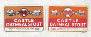 Beer labels - South Africa - "Castle Oatmeal Stout" x 2 different