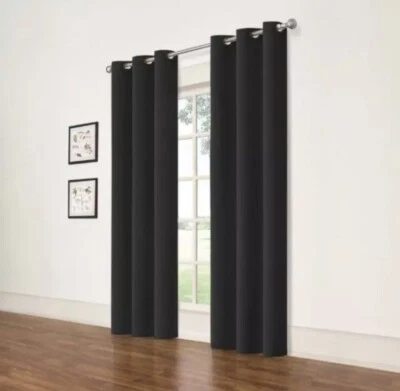 Eclipse Blackout Two Grommet Panels. 74 in. Wide x 84 in. Length -  Black. - Image 1 of 4