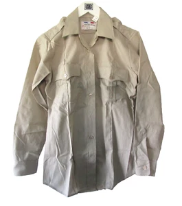 Flying Cross Womens 40 Long Security Uniform Shirt Duro Poplin Long Sleeve Tan - Picture 1 of 7