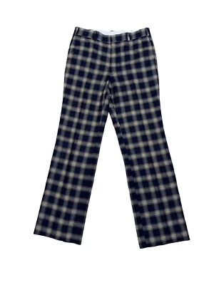 Винтажный Higbees шерсти синий серый желтый клетку 4 кармана брюки брюки 34 x 32 EUC - Изображение 1 из 4