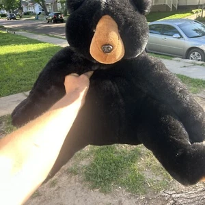 Vintage MJC Purr-fection Plush Black Bear Stuffed Animal Floppy 24” 1986 Large - Picture 1 of 5