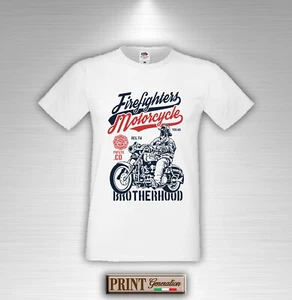 T-Shirt passione vigili fuoco fiamme pericolo motocicletta attenzione moda slim - Picture 1 of 4