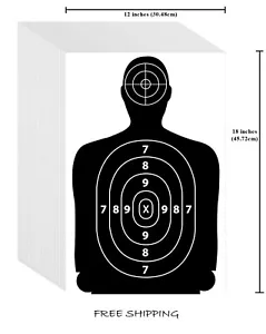 Shooting Target Paper Pistol Rifle Airsoft Range Targets 12x18 in 50 Per Package - Picture 1 of 7