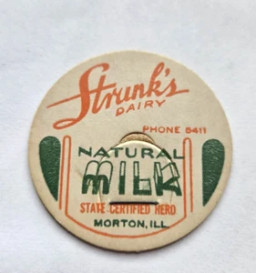 Vintage Strunk's Dairy Milk Bottle Cap Morton Illinois PH# 6441 - Imagen 1 de 2