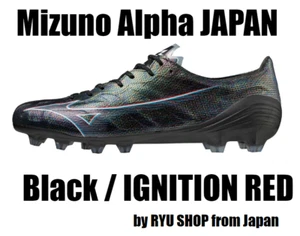Mizuno Soccer Cleats Mizuno Alpha JAPAN BLACK / IGNITION RED P1GA236001 - Picture 1 of 9