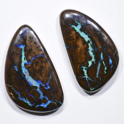 43.49 ct Boulder Matrix Opal Paar Schmuck Edelstein Cabochon Edelopal Australien - Bild 1 von 4