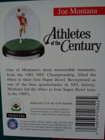 JOE MONTANA - UPPER DECK TRIBUTE FOOTBALL FIGURE - LIMITED EDITION w/ DISPLAY Cover