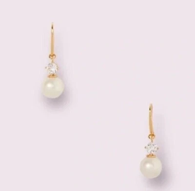 kate spade Pearls of Wisdom Classic Drop Gold Earrings NWT ::Classic Elegance:: - Image 1 of 4