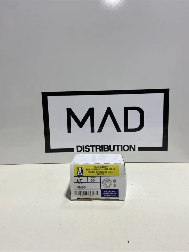 Arlington Black Button NM95 3/4"knockout Size Push-in Connector Qty125