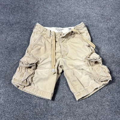 Pantalones Cortos Carga Abercrombie & Fitch Para Hombres 28 Caqui Cordón Utilidad Bolsillo DEFECTUOSOS Foto 1 de 4