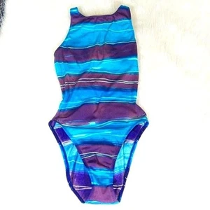 Sessa Blue Stripe High Hip One Piece Swimsuit 6 - Picture 1 of 4