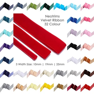Velvet Ribbon Velour Trim Luxury Sewing Craft Christmas Decoration 7/10/19/25mm - Image 1 of 4