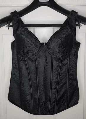 Corsé sin mangas de jacquard gótico sobre busto para mujer negro, talla XL Foto 1 de 4
