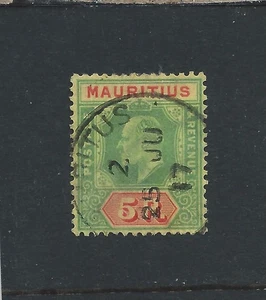 MAURITIUS 1910 5r GREEN & RED/YELLOW USED SG 194 CAT £110 - Picture 1 of 2