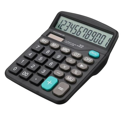 Solar Battery Desktop Calculator Basic 12-Digit Large Display Office Business - Image 1 of 4