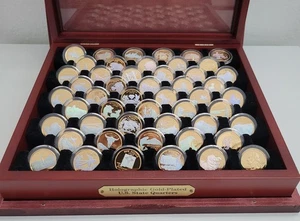 Complete 50-State Holographic Gold-Plated Quarter Set w/ Display Box - Picture 1 of 12