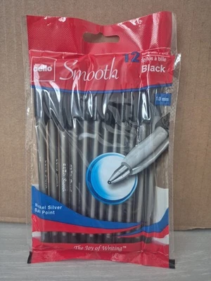 Paquete de 12 bolígrafos para violonchelo de níquel liso/plata (negro) 1,0 mm Foto 1 de 4