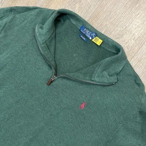 Polo Ralph Lauren Bosque Verde Cuarto Cremallera Suéter Estate Rib Para Hombres Talla XL - Imagen 1 de 5