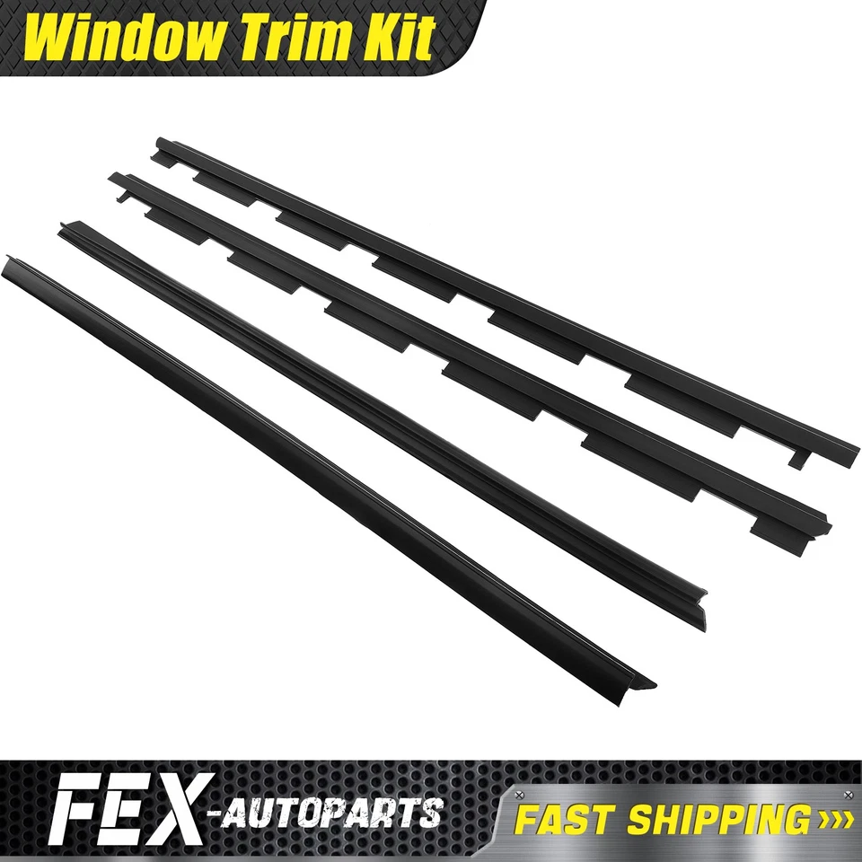 Inner & Outer Window Sweep Felt Seal Weatherstrip 4 Pc Kit Fit for Chevy Truck - Image 1 of 4
