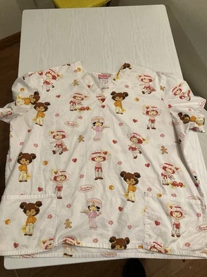 Vintage Women's Strawberry Shortcake Scrub Top Size 2XL XXL 2003 Medical Uniform - Image 1 of 4