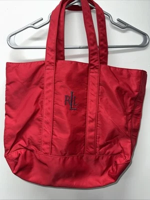 Bolso Cartera Lauren Ralph Lauren Rojo Nylon LRL Bordado Monograma Logo Foto 1 de 4
