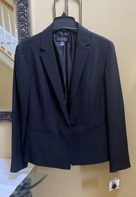 Blazer clásico de un botón negro talla 14 Macy's Kasper nuevo con etiquetas $119 Foto 1 de 4