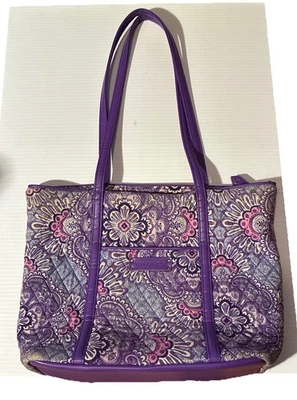 Vera Bradley Púrpura Lila Tapiz Lg Bolso de Hombro Cartera Cuero Parte Inferior y Tapas Foto 1 de 4