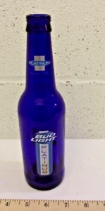 EMPTY 2012 BUDWEISER BUD LIGHT PLATINUM 12 oz COBALT BLUE GLASS BEER BOTTLE F80 - Picture 1 of 12