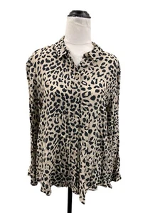 Jump Leopard Print sheer Long Sleeve Buttons-up Blouse Top Size 12 - Bild 1 von 6