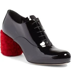 ZAPATOS OXFORDS MIU INCREÍBLES NEGROS CHAROL ROJO PIEL DE OVEJA TACÓN EU 37 I LOVE - Imagen 1 de 8