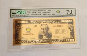 1934 Smithsonian Edition 100,000 Gold Certificate PMG 70 100mg 24k Gold - Picture 1 of 4