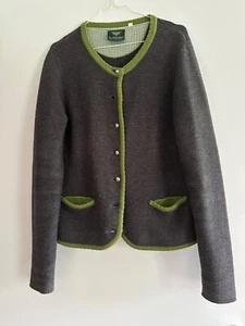 Trachtenjacke Strickjacke Gr 42 grau mit grüner Einfassung - Bild 1 von 3