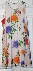Calvin Klein Women's 14 Colorful Floral Swing Shift Chiffon Lined Dress EUC - Picture 1 of 4