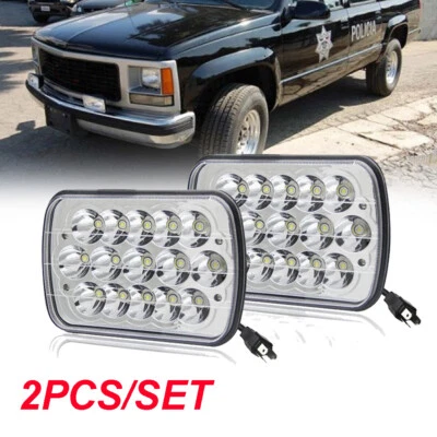 Par de faros cuadrados LED 45W 7x6" para GMC K1500 K2500 Suburban K3500 Foto 1 de 4
