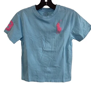 NEW Polo Ralph Lauren Big Pony T-Shirt Unisex Sz 8 Blue Pink Crew Neck NWOT - Picture 1 of 11