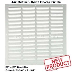 Griglia di ritorno aria 20" x 20" TAGLIA CONDOTTO bianco parete soffitto sfiato copertura AC calore NUOVO - Foto 1 di 10