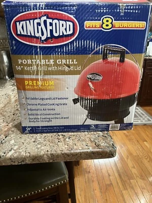 Kingsford 14" Portable Charcoal Grill with Hinge, Red & Black~New In Opened Box - Image 1 of 4