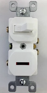 *NEW* Toggle Switch Single Pole 15A Combination Pilot Light Red White Duplex - Picture 1 of 3