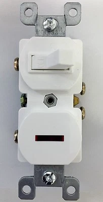 *NEW* Toggle Switch Single Pole 15A Combination Pilot Light Red White Duplex