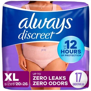 Always Discreet Adult Incontinence Underwear for Women Postpartum , XL,17 CT - Picture 1 of 9