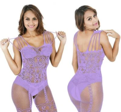 Women Crotchles Sexy Lingerie Fishnet lencería para mujer Baby Doll Bodysuit USA - Image 1 of 4