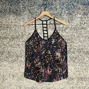 Lululemon Womens Black Abstract V-Neck Spaghetti Strap Pullover Tank Top Size 6 - Picture 1 of 5