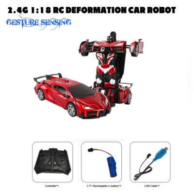 2.4G long range control 1:18 gesture sensing RC deformation car robot boy toys - Image 1 of 4