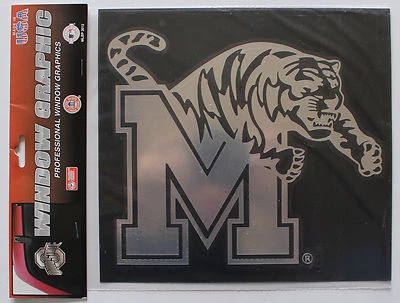 Licensed NCAA Vinyl Window Decal University of Memphis Tigers Chrome 'Tiger M' - Image 1 of 4