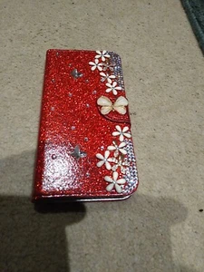 HTC U11 Phone Flip Case Butterflies, Glitter And Diamond Decorations - Picture 1 of 4